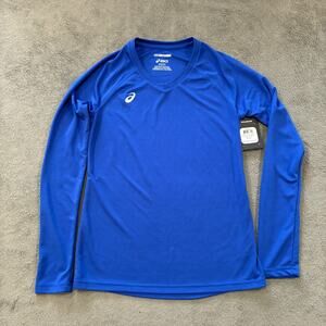 ASICS Long Sleeve Volleyball Jersey Top Blue Shirt Spin Serve Men's Size Small